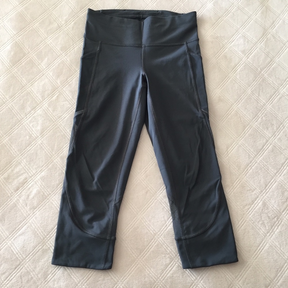 lululemon home stretch crop 19” full on luxtreme melanite grey mesh 4 - Picture 3 of 7